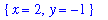 {x = 2, y = -1}